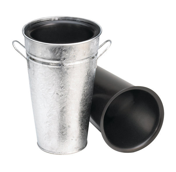 Black Metal Bucket and Vases