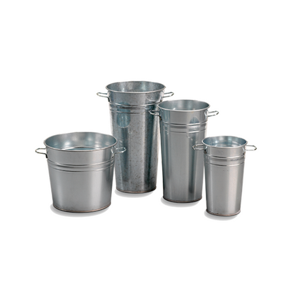 Silver Metal Bucket & Vases