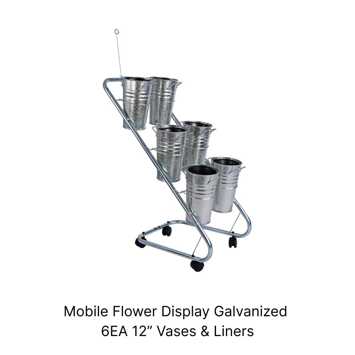 Mobile Floral Displays with 6 Galvanized Vases