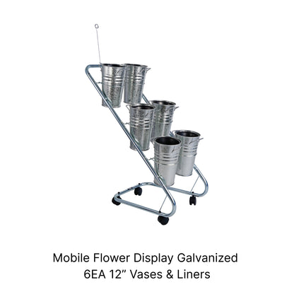 Mobile Floral Displays with 6 Galvanized Vases