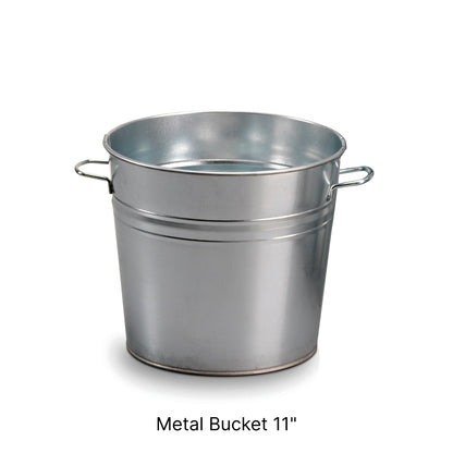 Silver Metal Bucket & Vases