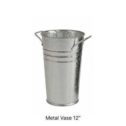 Silver Metal Bucket & Vases