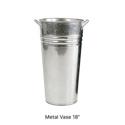 Silver Metal Bucket & Vases