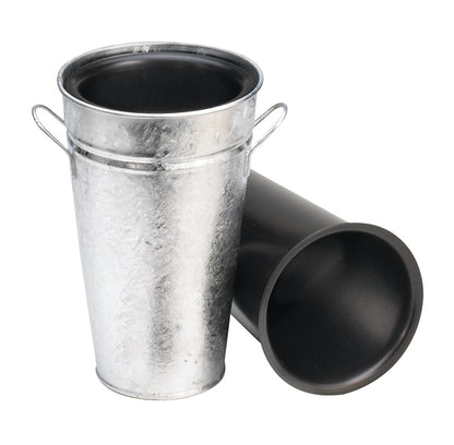 Black Metal Bucket and Vases